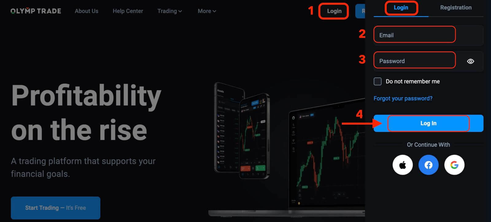 Cara Log Masuk dan Sahkan Akaun di Olymptrade Cara Log Masuk dan Sahkan Akaun di Olymptrade